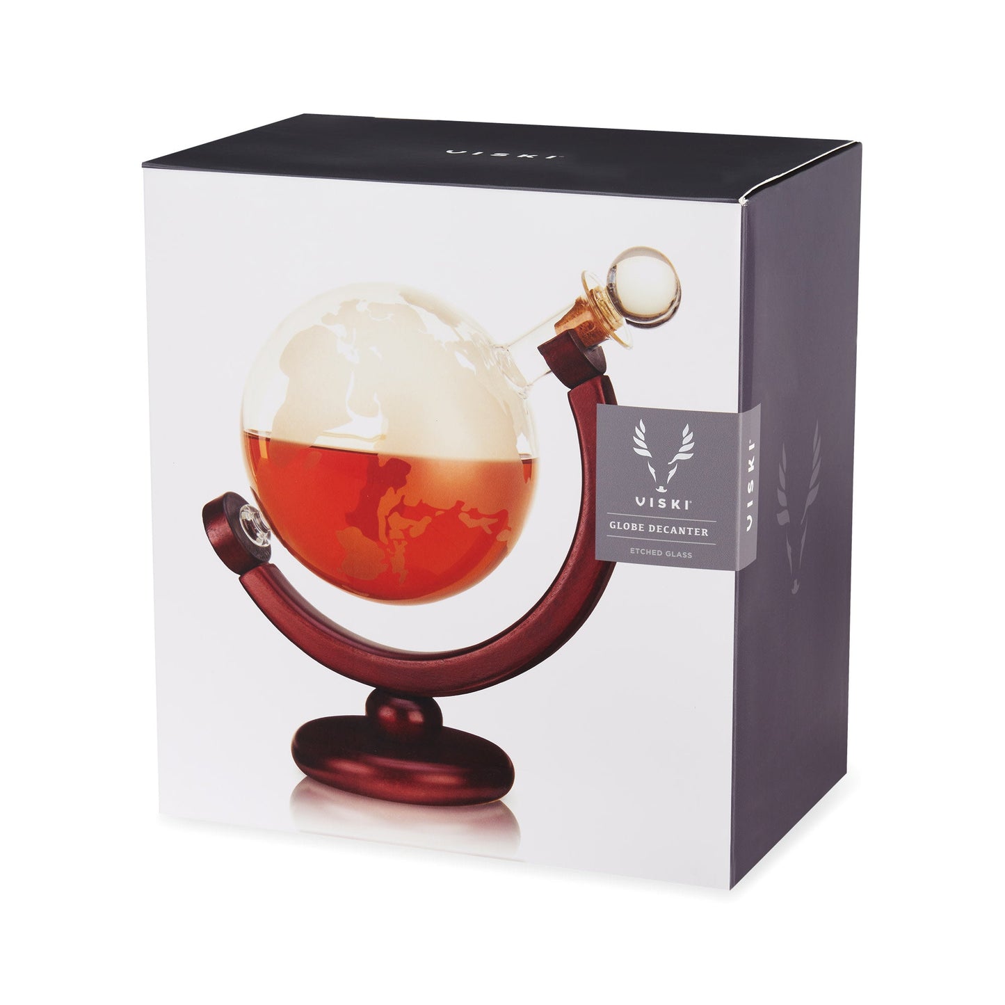 Viski Globe Decanter Made With Wood And Glass