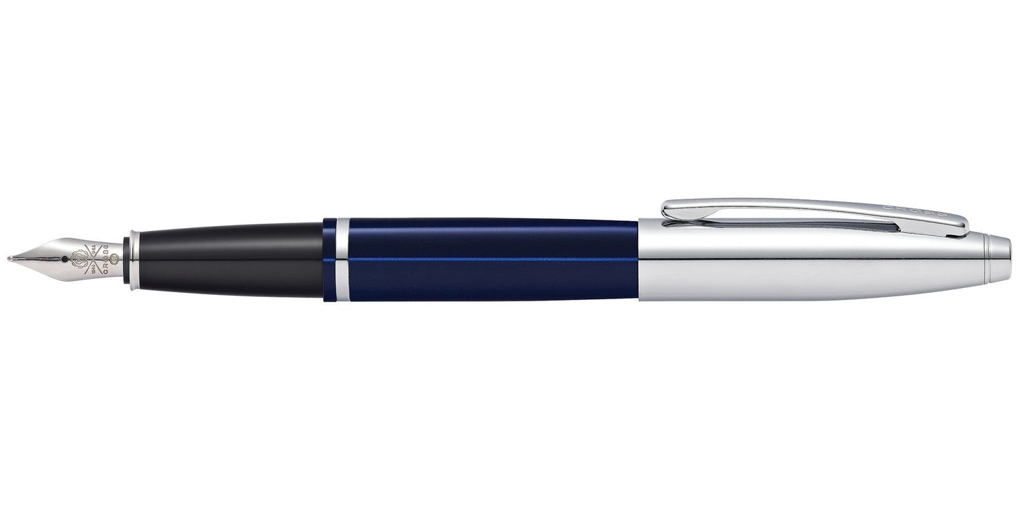 Calais fountain pen by A.T. Cross chrome blue lacquer stainless steel medium nib on Tampa Home & Garden Store
