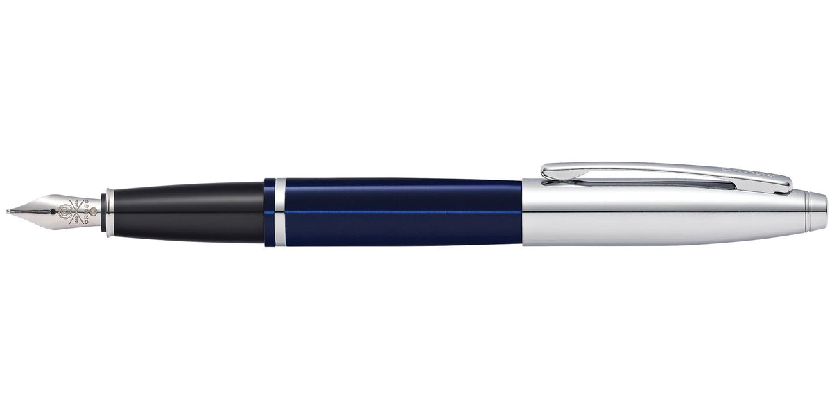 Calais fountain pen by A.T. Cross chrome blue lacquer stainless steel medium nib on Tampa Home & Garden Store