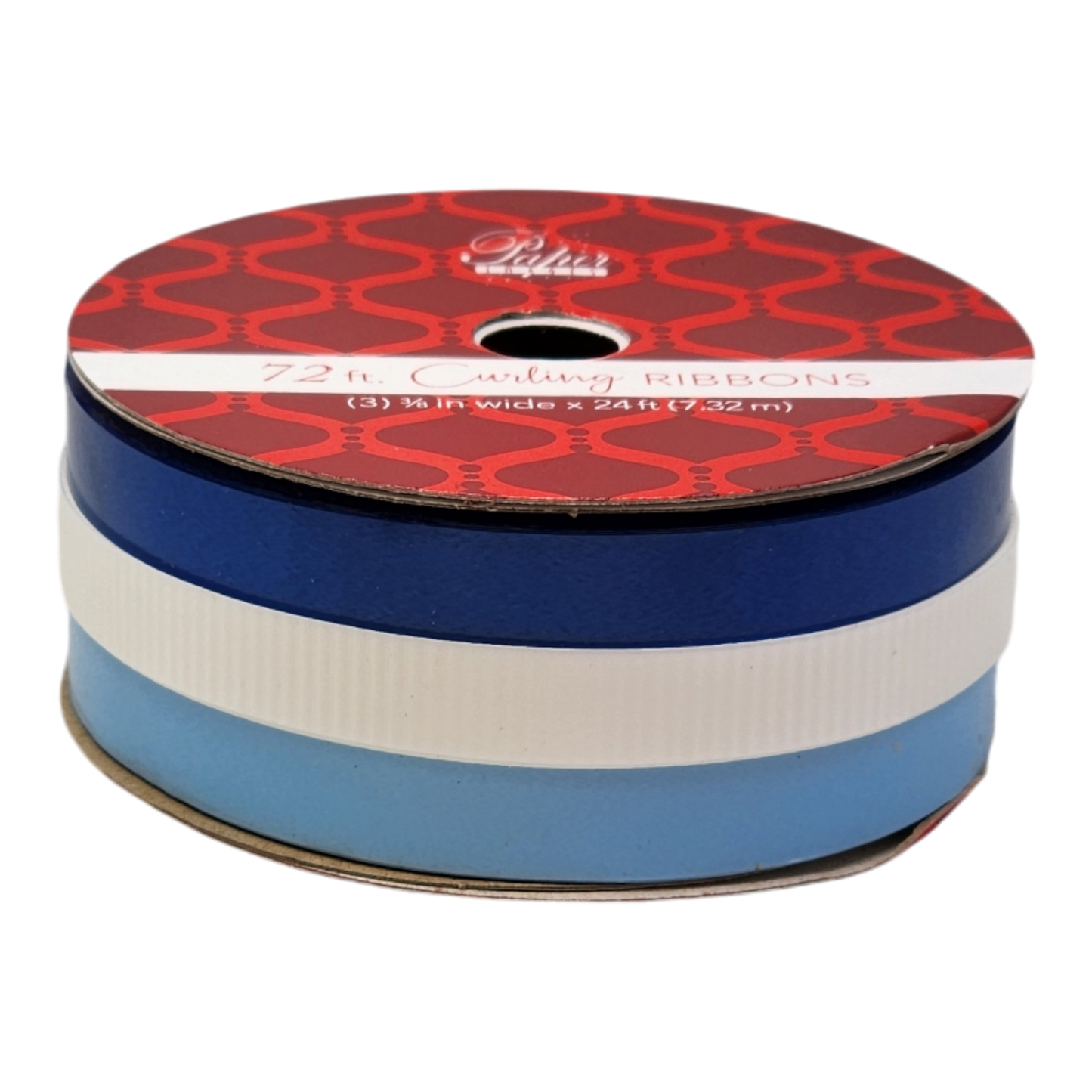 3/8 Inch Curling Ribbon - 3 Colors - 24 Feet Each - Blue/White