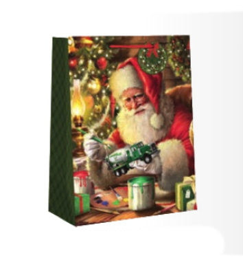Sac cadeau traditionnel moyen - Touches finales du Père Noël