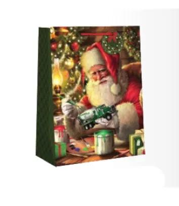 Medium Gift Bag Santa Finishing Touches green side panel The Country Christmas Loft on Tampa Home & Garden Store