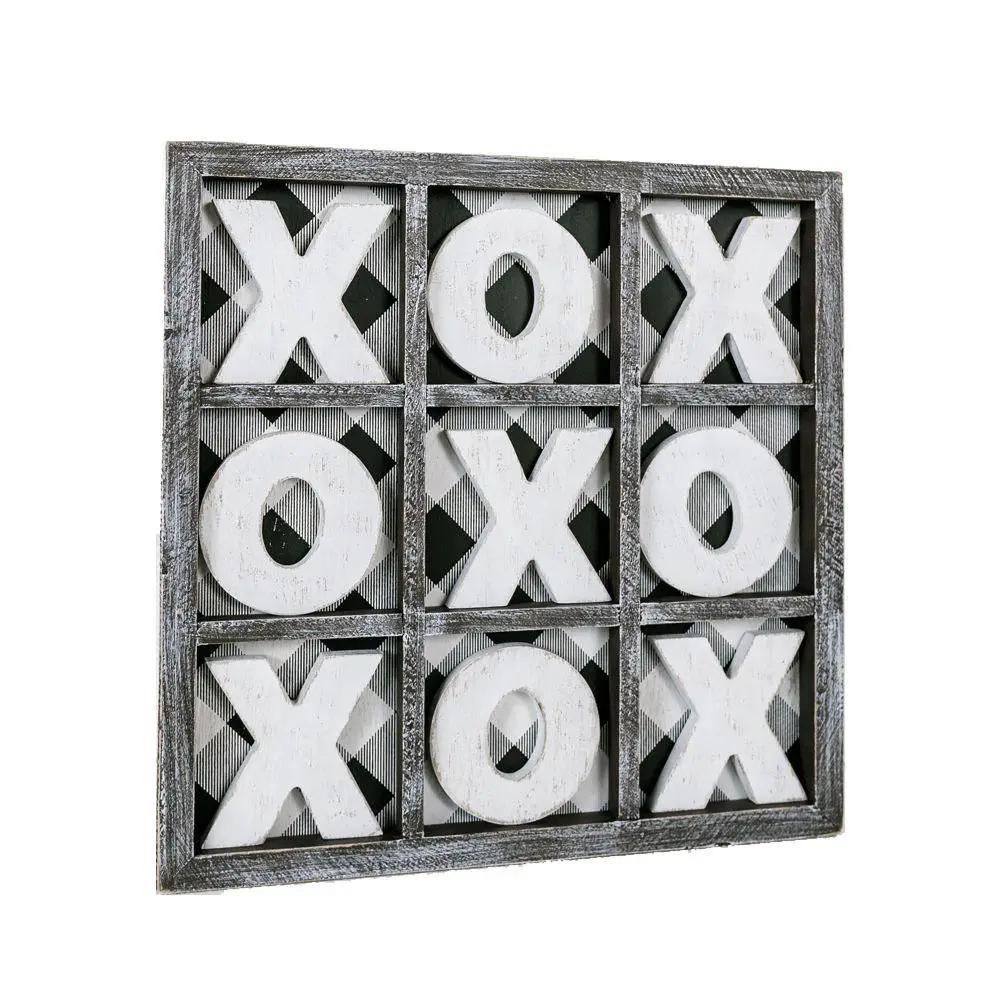 Gingham XOXO Game and Decor Hand Painted Wood