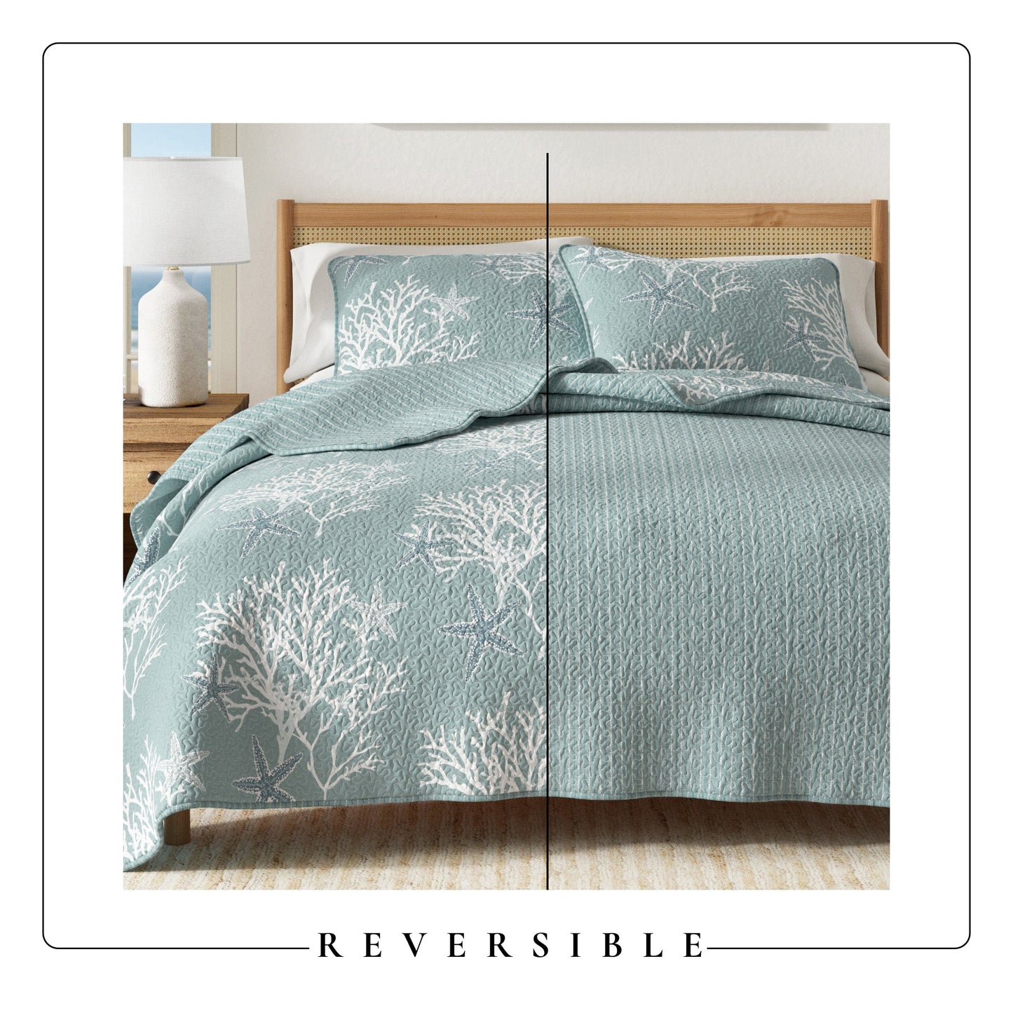 Fenwick Coral Coastal Quilt Set and Throw