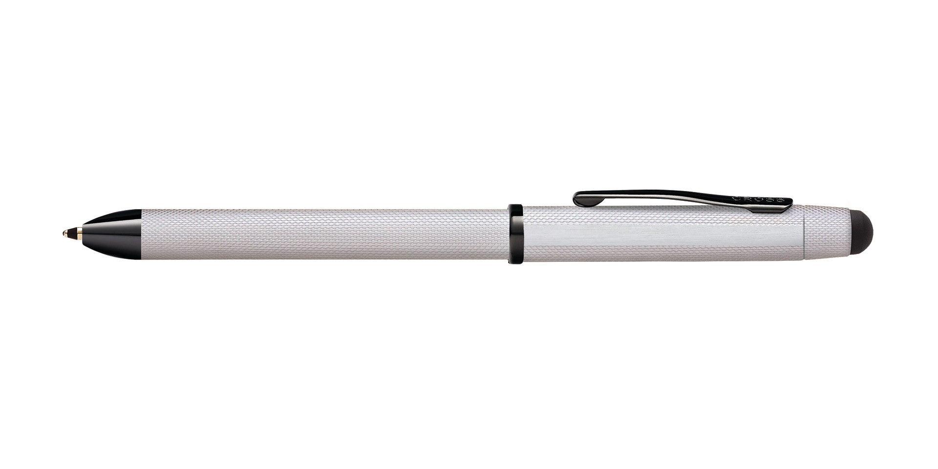 Tech3+ Brushed Chrome PVD multifunction pen by A.T. Cross with textured metal body on Tampa Home & Garden Store