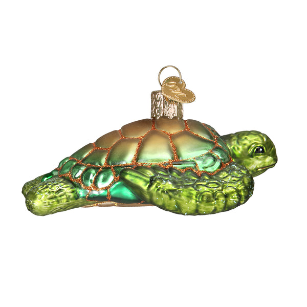 Adorno de cristal de tortuga marina verde