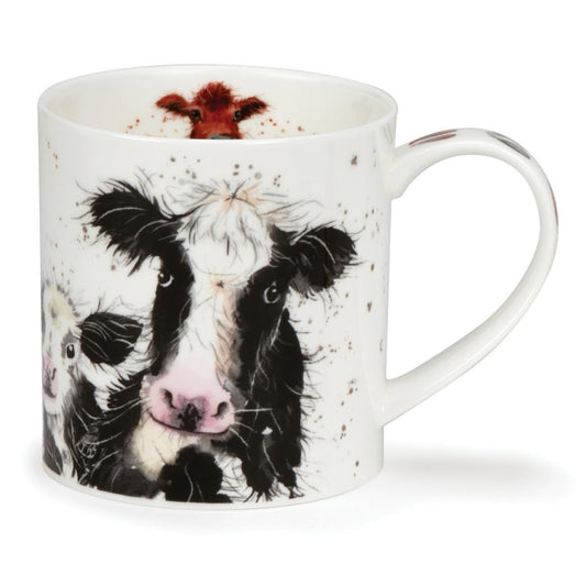 Mug en porcelaine fine Shaggy Tails - Vache de ferme - Style Ornkey par Dunoon