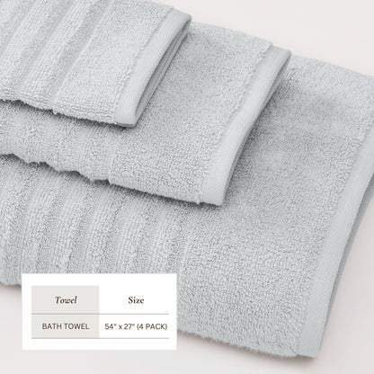 Luxury Combed Cotton and Ribbed Bath Towels