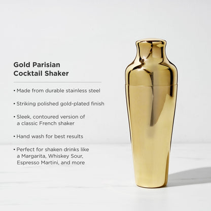Gold Parisian Cocktail Shaker and Steel Cup