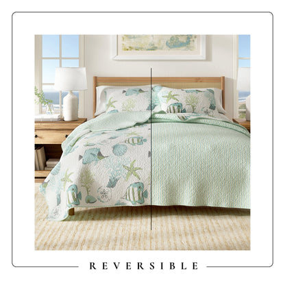 Relaxing Beach Quilt Set For Year Round Bed