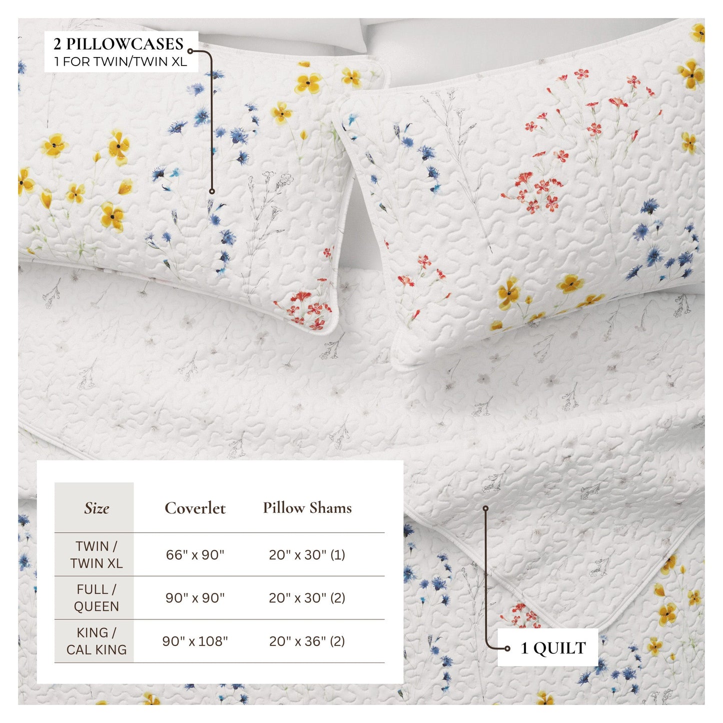 Vibrant Wildflower Quilt Set For The Bedroom