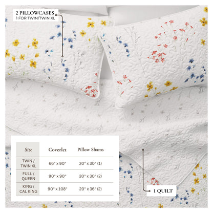 Vibrant Wildflower Quilt Set For The Bedroom
