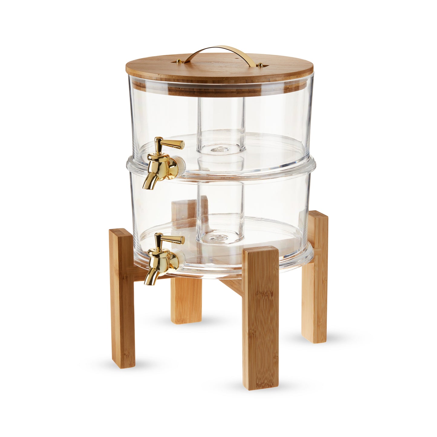 Double Outdoor Drink Dispenser with a Bamboo Lid