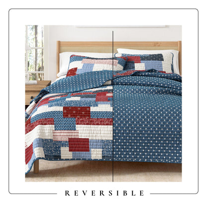 Soft Americana Patchwork Microfiber Quilt Set