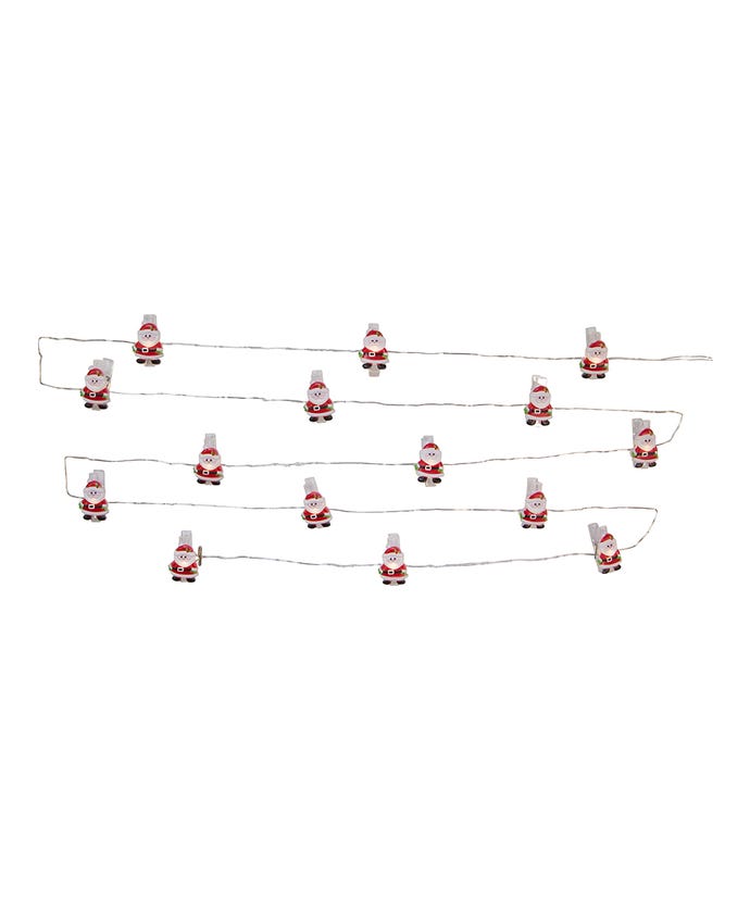 Ensemble de guirlandes lumineuses à pince à piles - Père Noël