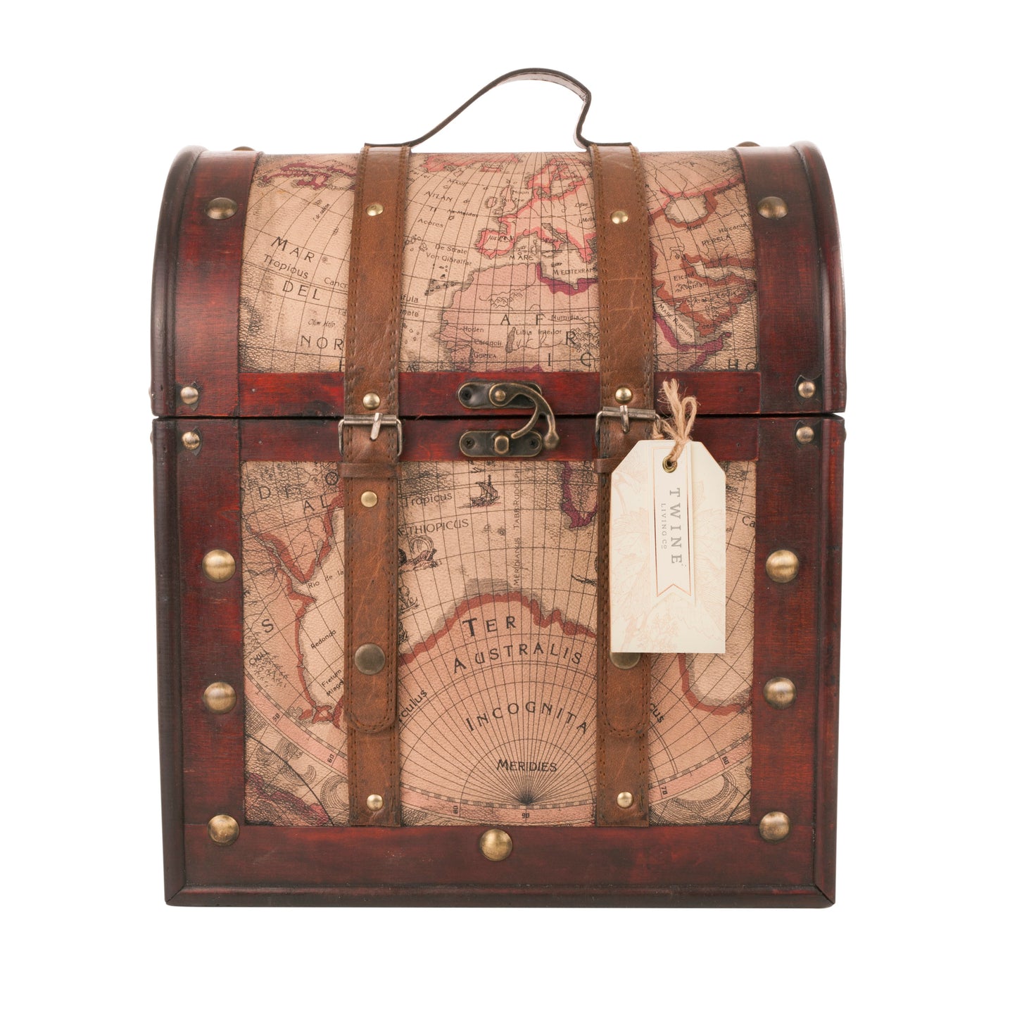 Six Bottle Old World Teak and Leather Wine Box