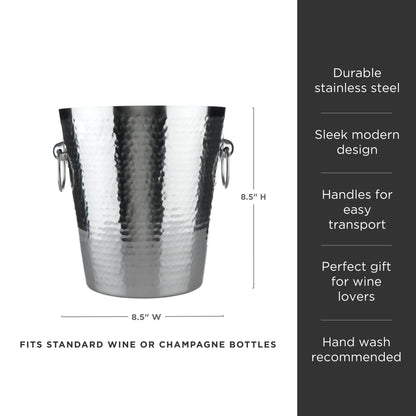The Hammered Stainless Steel Ice Bucket for Wine