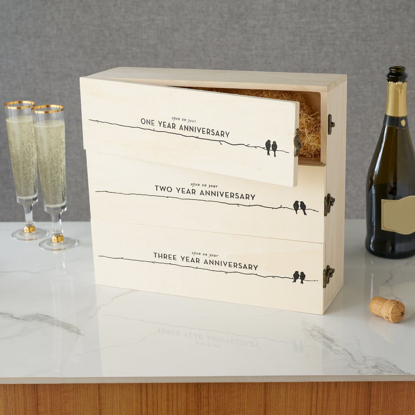 Wooden Wine Box for Newlyweds and Anniversaries