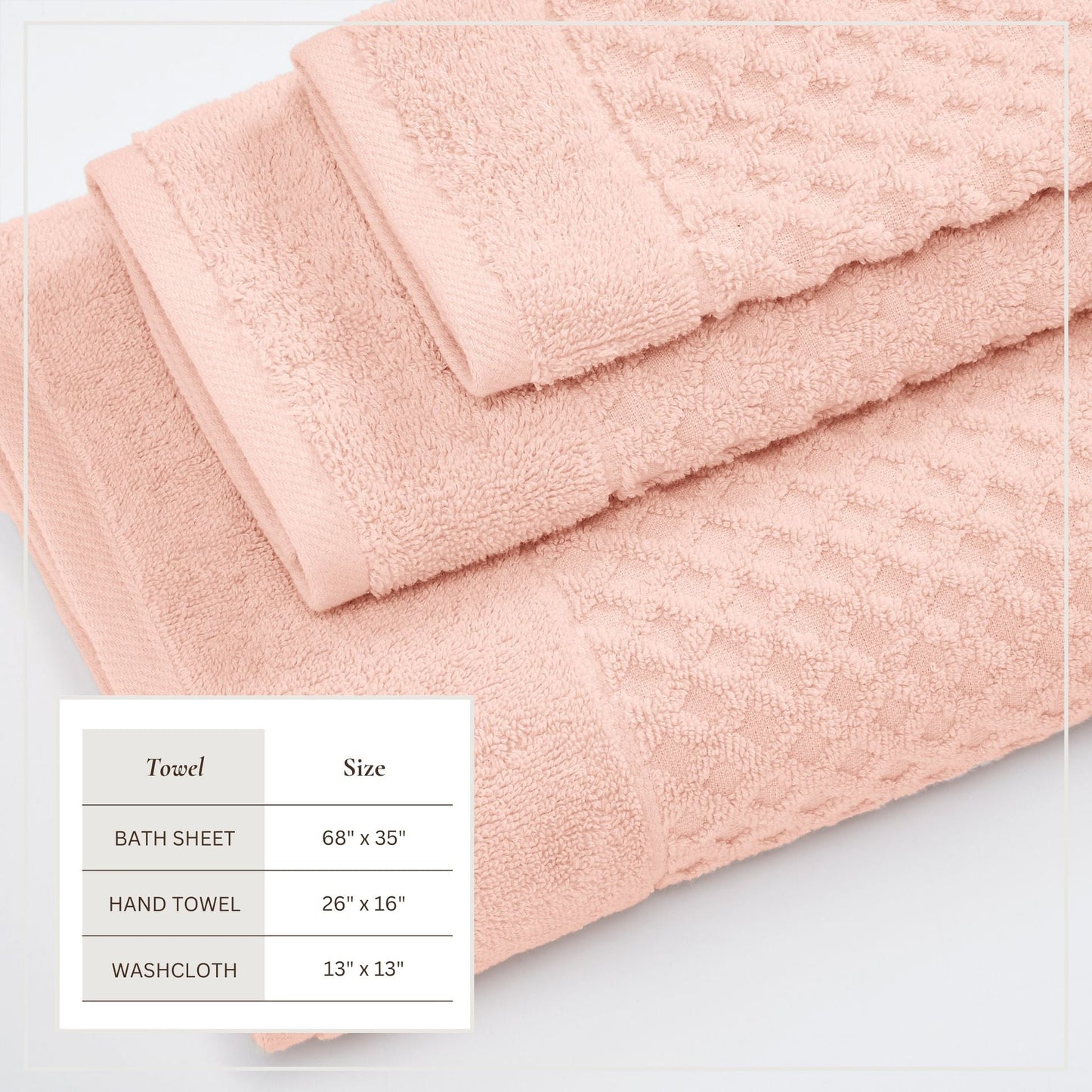 Cotton Diamond Waffle Weave Bath Towel Set