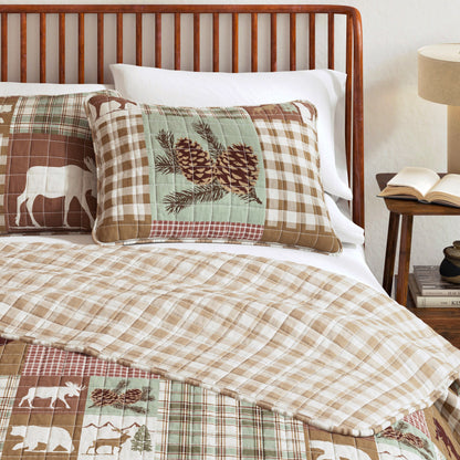 Rustic Woodland and Plaid Quilt Set for Bedroom