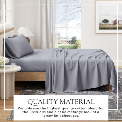 Heathered Jersey and Cotton Blend Bed Sheets