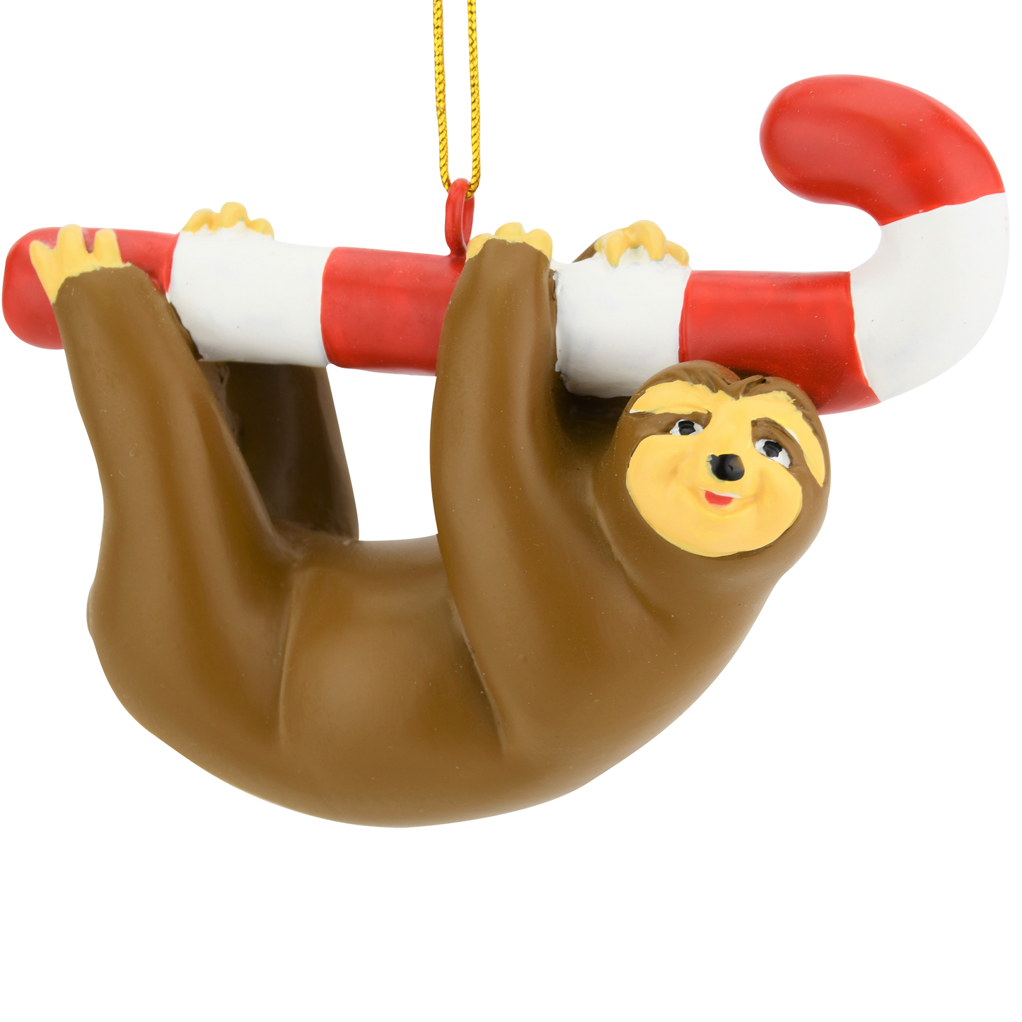 Adornos navideños de perezoso con forma de bastón de caramelo