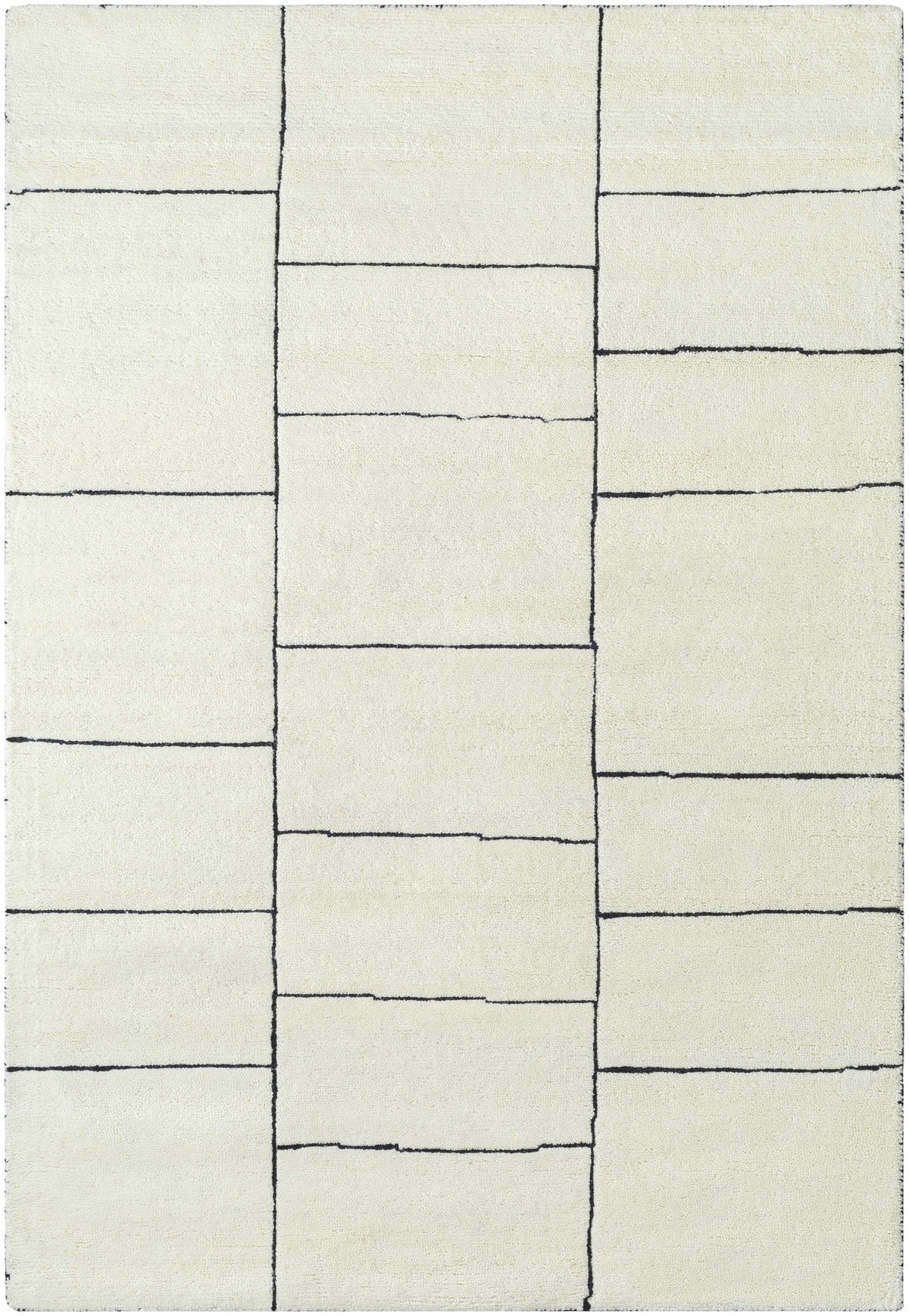 Xylia Ivory Area Rug by Boutique Rugs, ivory with black geometric grid lines on Tampa Home & Garden Store