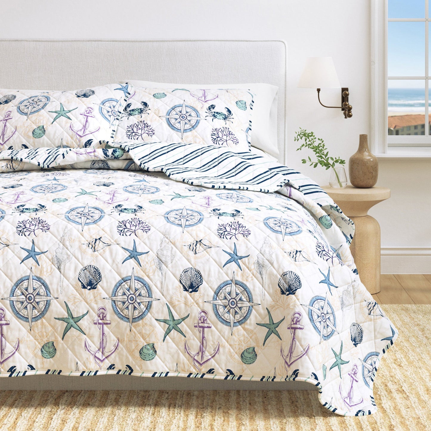 Azure Soft Blue and Lightweight Quilt Set