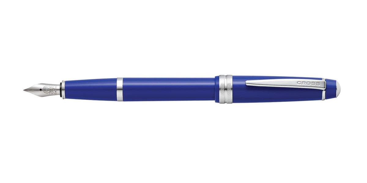 Bailey Light polished blue resin fountain pen with silver trim and Cross clip fine nib on Tampa Home & Garden Store