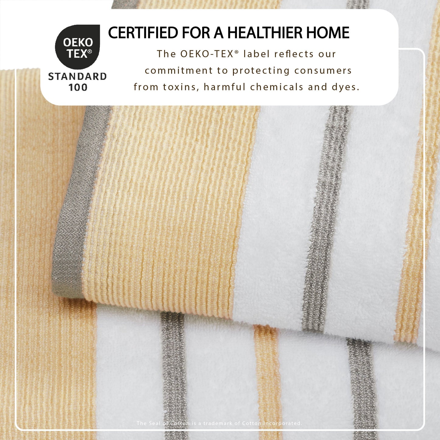 Soft Cotton Bath Towel Set and Stripe Detail