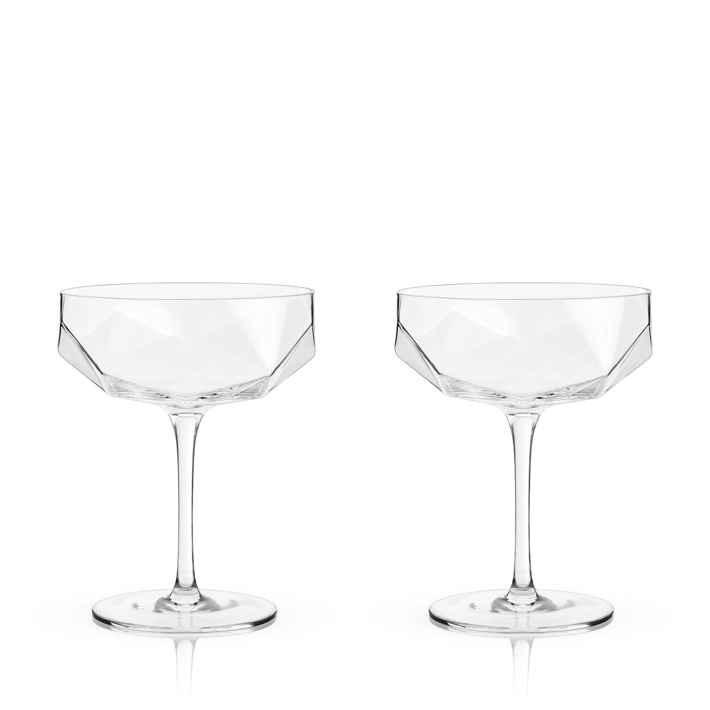 Seneca Faceted Crystal Coupe Glasses Set of 2