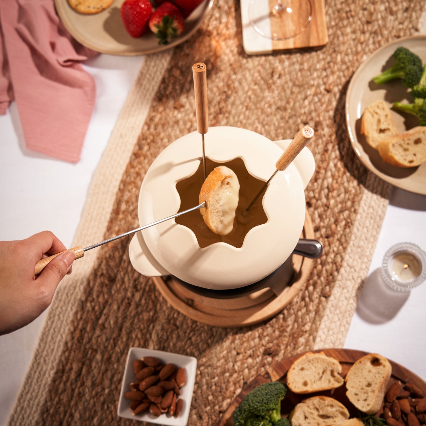 Cast Iron Fondue Set for Cheese and Chocolate