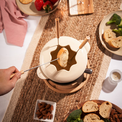 Cast Iron Fondue Set for Cheese and Chocolate