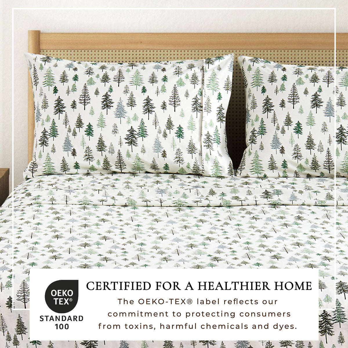 Printed Baylor Sheet Set by Great Bay Home; white tree print, 2 pillowcases on Tampa Home & Garden Store