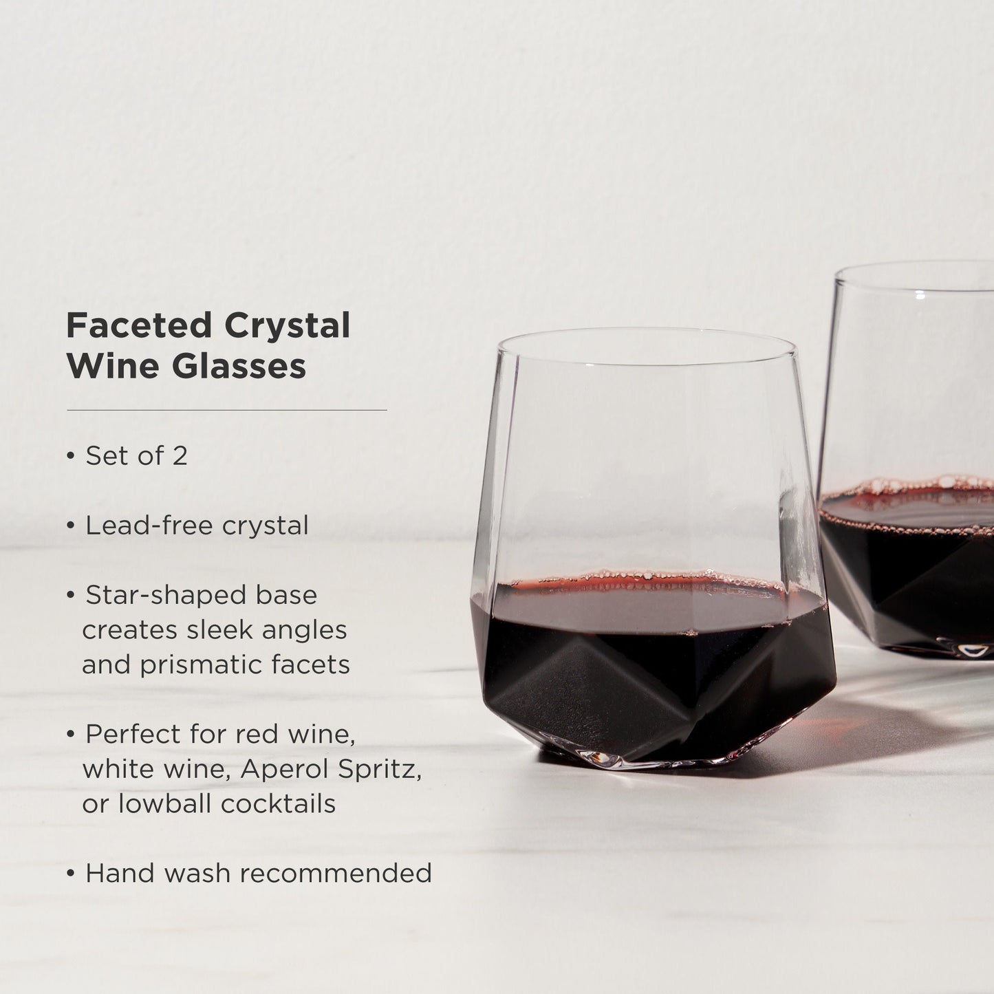 Faceted Crystal Wine Glasses and Star Base