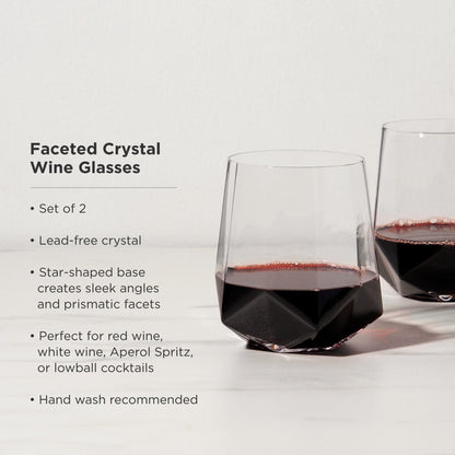 Faceted Crystal Wine Glasses and Star Base