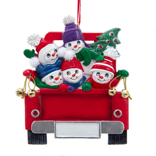 Snowman on Truck Ornament - Family of 5 - Tampa Home & Garden Store