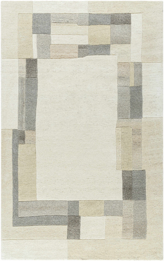 Xylon Area Rug by Boutique Rugs, neutral beige and gray patchwork design on Tampa Home & Garden Store