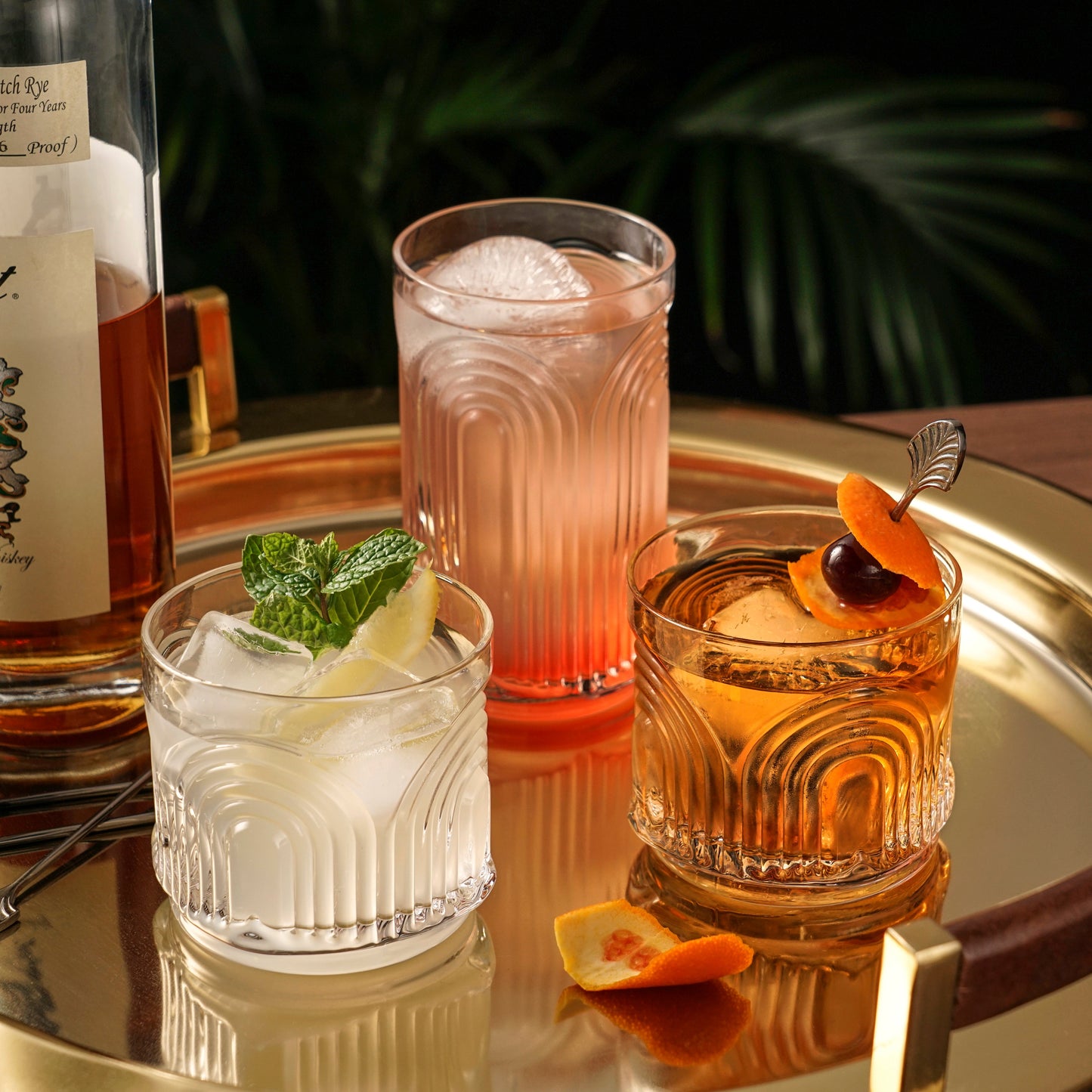Art Deco Crystal Highball Glasses and Set of 4