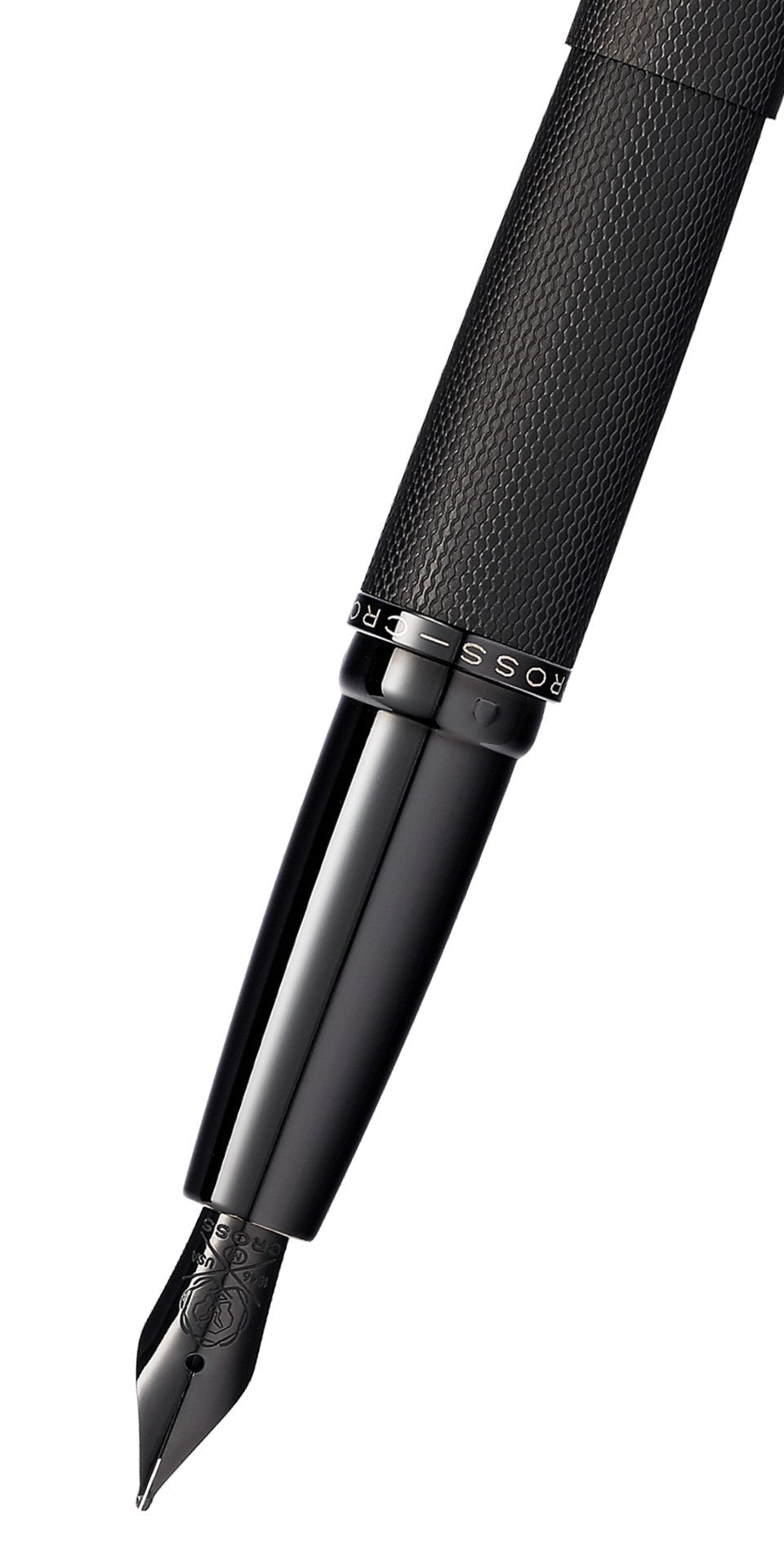 ATX Brushed Black Stainless Steel Fine Nib Fountain Pen by Cross with textured grip on Tampa Home & Garden Store