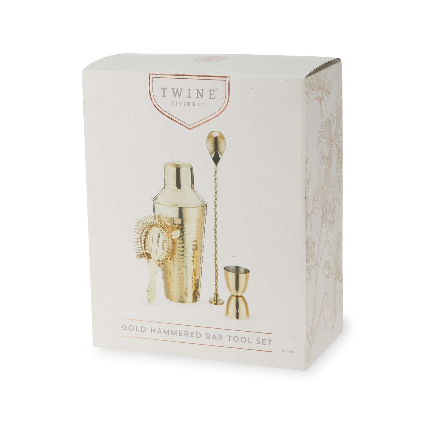 Stainless Steel Hammered Gold Barware Set