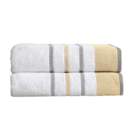 Soft Cotton Bath Towel Set and Stripe Detail