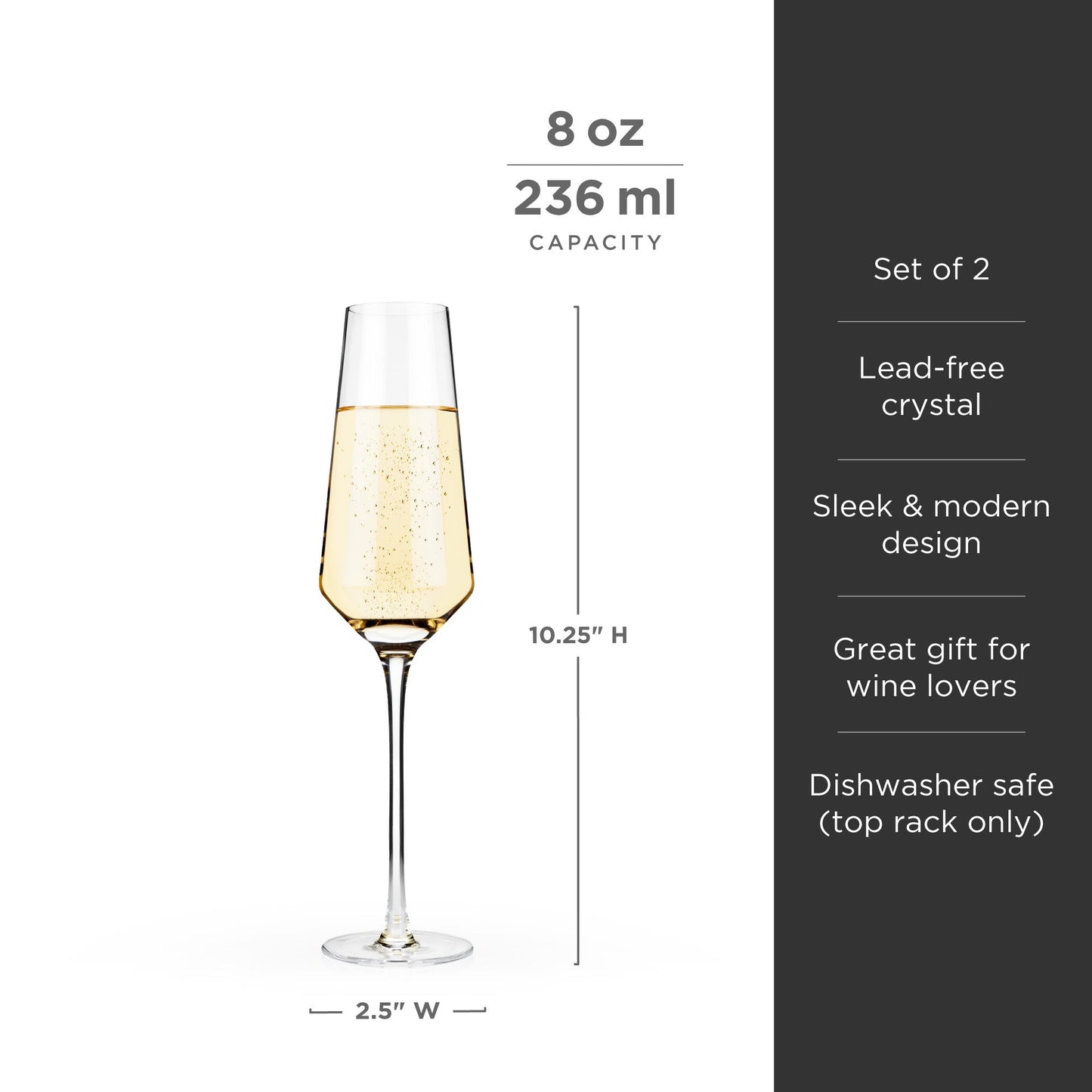 Raye Angled Crystal Champagne Flutes Set of Two