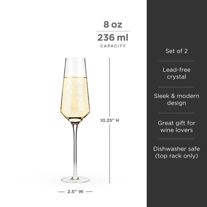 Raye Angled Crystal Champagne Flutes Set of Two