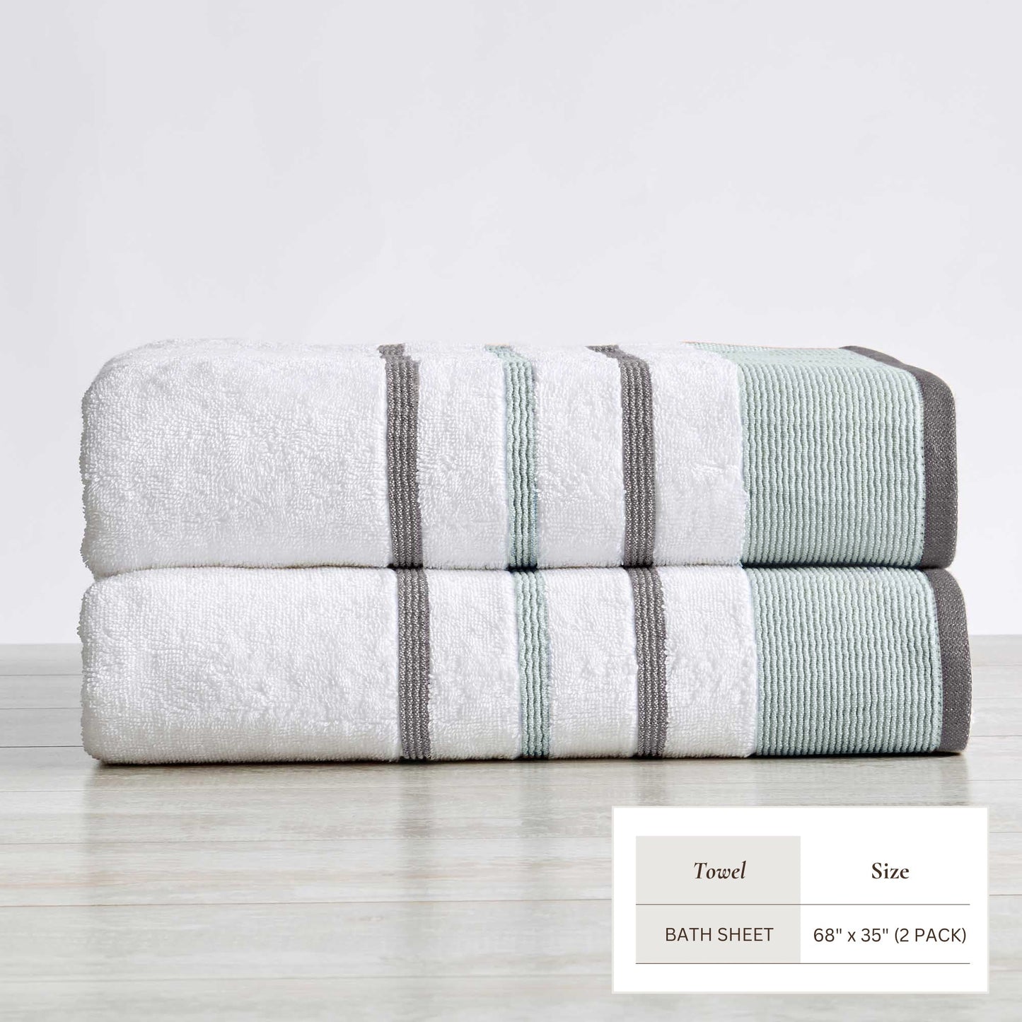 Soft Cotton Bath Towel Set and Stripe Detail