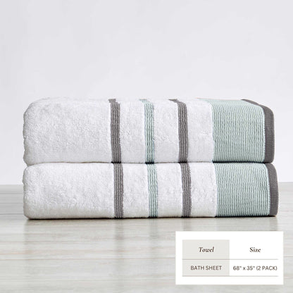 Soft Cotton Bath Towel Set and Stripe Detail