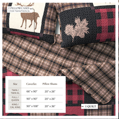 Plaid Lodge Quilt Set and Reversible Bear Design