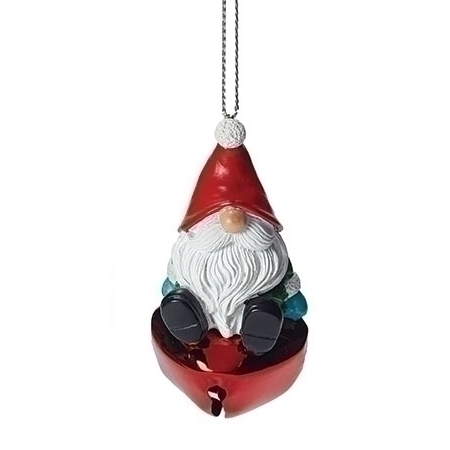 Cheerful Gnome on Bell Ornament - - Tampa Home & Garden Store