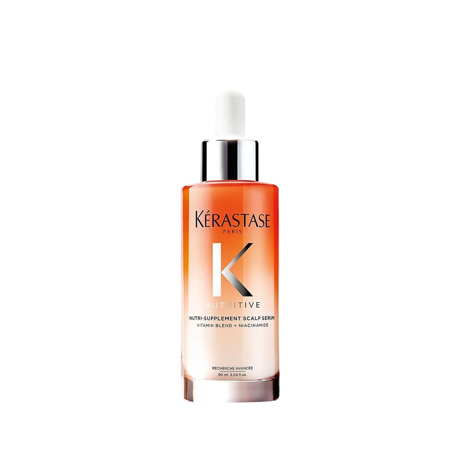Kerastase Nutritive scalp serum bottle in orange gradient glass with white dropper cap on Tampa Home & Garden Store