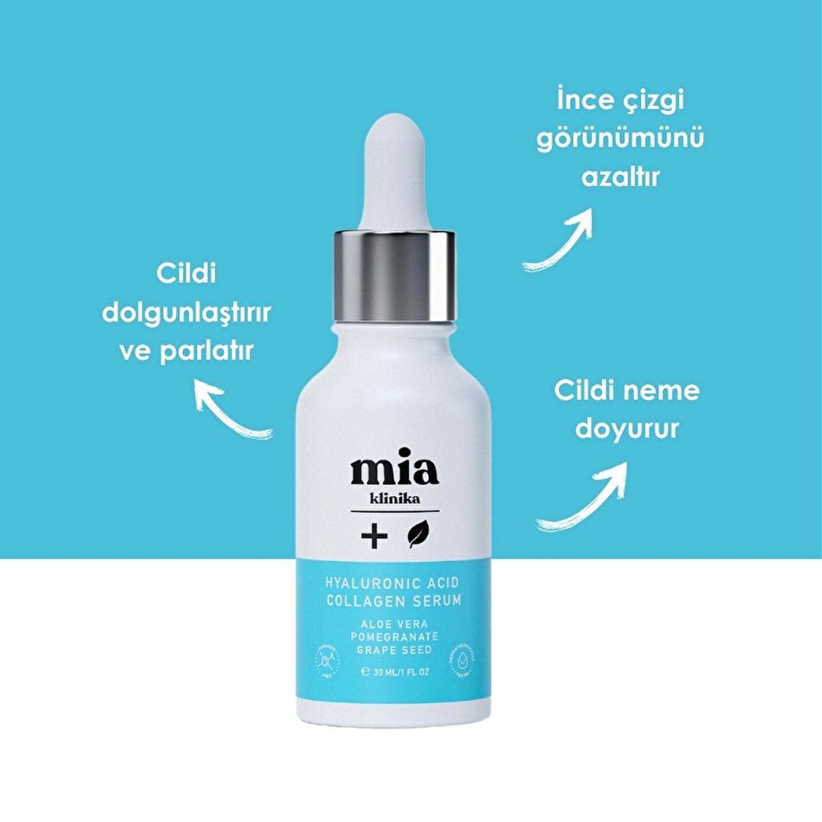 Face serum Mia Klinika Hyaluronic Acid Collagen Serum with dropper, turquoise label on Tampa Home & Garden Store